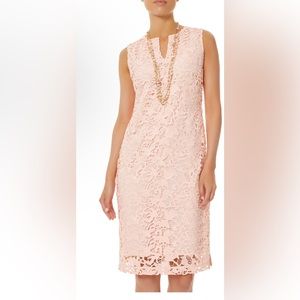 NWT Ming Wang Delicate pink Floral Lace Sheath Dress size med